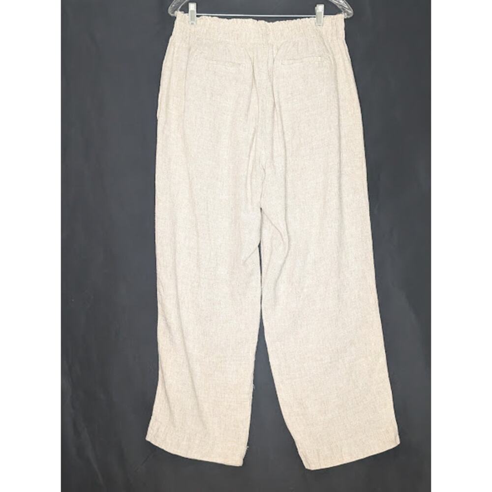 BRIGGS Womens Large Linen blend pull On Tan Pants Minimalist hippie natural - Picture 8 of 8